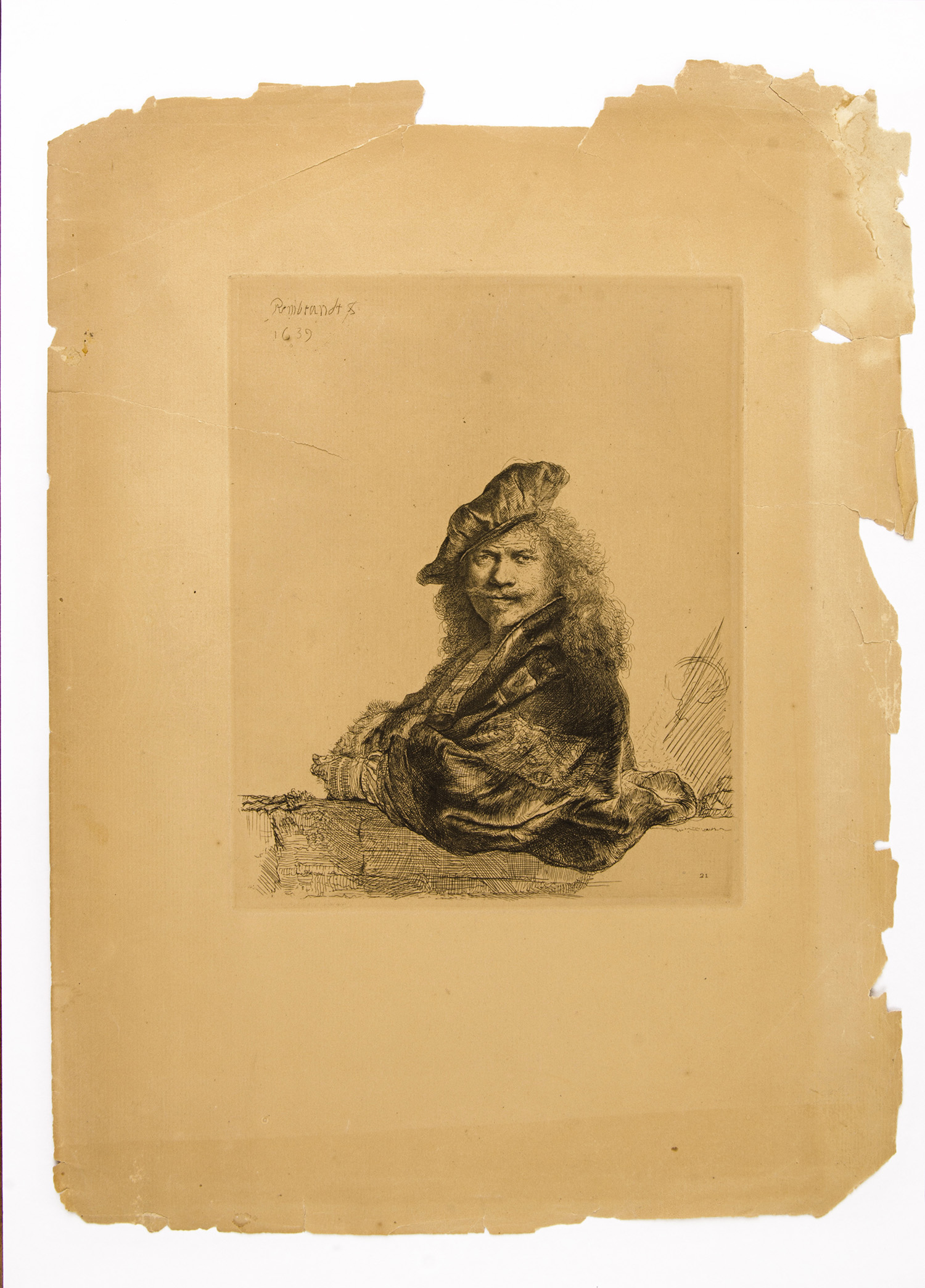 Rembrandt Leaning on a Stone Sill
