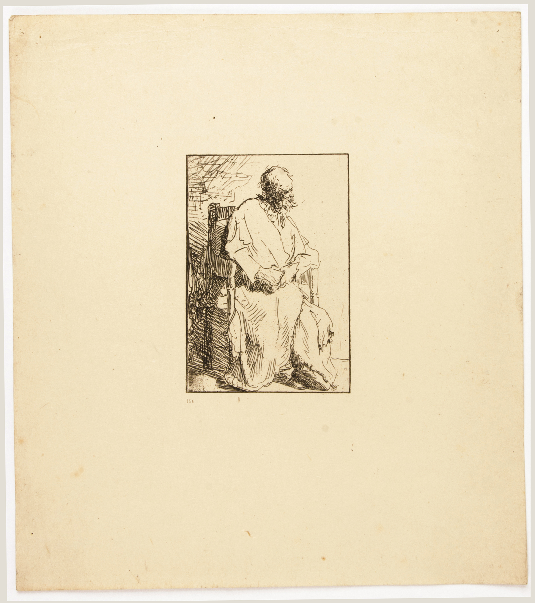 Sitting Beggar In A Long Cloak